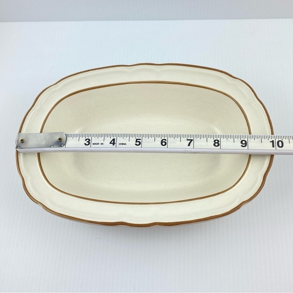 Vintage Cordella Stoneware Vegetable Dish and Gravy Boat Burnet Pattern - Picture 11 of 13